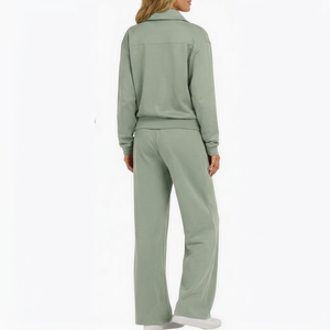 Ensemble de survêtement personnalisé 2 pièces pour femme, imprimé, écologique, extensible dans les quatre sens, 100 % coton, manches longues, tricoté, pour le sport et la détente - Product Image 2