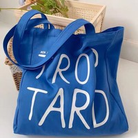 Nouveau Sac Fourre-Tout Grande Capacité 2025 à Motif Imprimé, Style Urbain Simple, Bleu Klein, Sac de Voyage Décontracté en Toile Polyvalent pour Femme