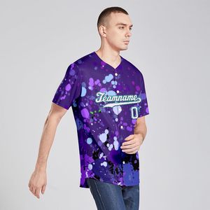 Jersey de béisbol personalizado 2025, diseño de grafiti de neón salpicado con número de nombre cosido/impreso, camisetas de uniforme de ventilador para hombres/mujeres - Product Image 5