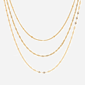 Collar geométrico de tres capas de acero inoxidable para mujer, gargantilla chapada en oro de 18 quilates, estilo Instagram - Product Image 1