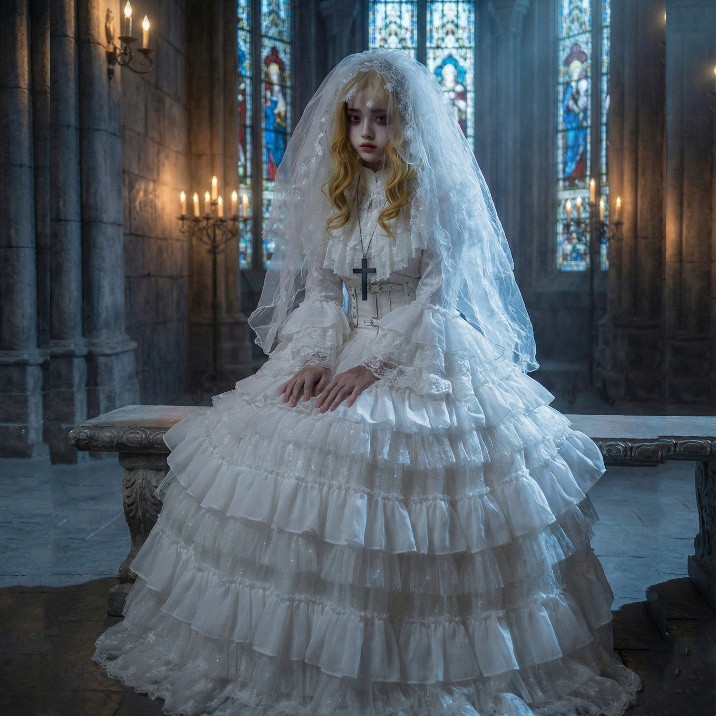 white gothic wedding dresses Black and White Gothic Wedding Dresses Deep V Neck - main image 1