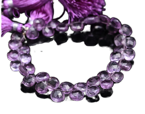 Cuentas de Amatista India 100% Naturales, Facetadas en Forma de Corazón, Color Rosa, 8-9mm, 8 Pulgadas, para Joyería, INDIAN GEM STORE - Product Image 1