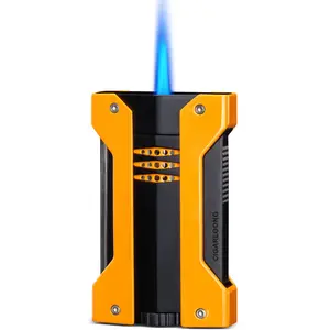 Taşınabilir puro çakmağı rüzgar geçirmez metal puro torch çakmak renkler mevcut puro torch çakmak jet alev