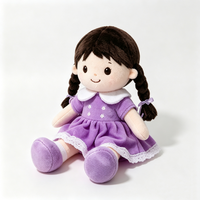 Poupée en peluche personnalisée, poupée en peluche avec robe violette, poupée en peluche mignonne, poupée en peluche fille, poupée en tissu doux