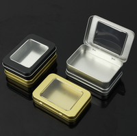 Boîte rectangulaire vide en argent noir, Mini couvercle coulissant, boîte en fer blanc, bonbons à la menthe, boîte en fer blanc rectangulaire
