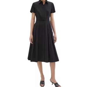 Nouvelle Arrivée Robe Longue d'Été Personnalisable à Motif Uni en Coton Respirant Plissée Tendance pour Femmes - Product Image 1