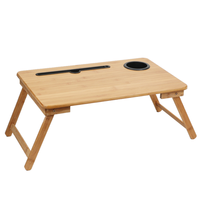 Table d'ordinateur portable multifonctionnelle Bureau en bambou avec pieds pliables Table d'ordinateur pour ordinateur portable