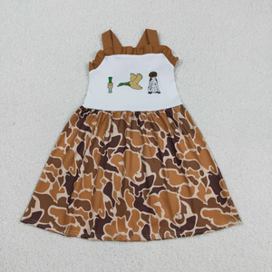 Robe sans manches pour bébé fille, broderie de canard, camouflage, longueur aux genoux, robes pour filles, robes pour enfants - Product Image 1