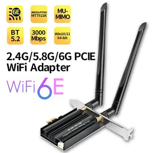 3000Mbps WIFI 6E PCI-E无线网卡AX1800 802.11AX 3双频2.4G/5G/6Ghz 2合1 PCI e PCIE WIFI蓝牙适配器