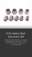 Jeu de 9 extracteurs de boulons industriels à entraînement 3/8 po avec garantie d'un an, marque ODM/OEM disponible, fabriqué à Shanghai