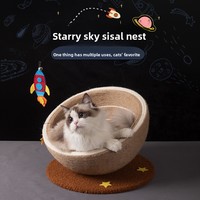 Griffoir pour chat en bois intégré avec corde en sisal naturel, robuste et résistant aux griffures, lit de griffage pour chat pour usage intérieur