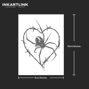 Autocollant de tatouage temporaire personnalisé en forme de cœur d'araignée, à base de plantes, imperméable, longue durée (15 jours), semi-permanent, art corporel pour bras, jambes, hommes et femmes - Product Image 3
