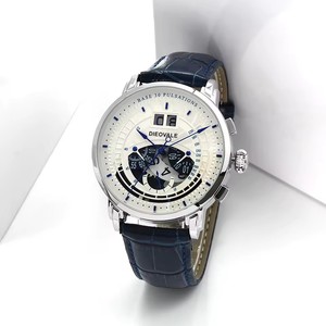 Montres multifonctionnelles pour hommes, livraison directe, mouvement à quartz japonais, bracelets en cuir véritable, résistantes à l'eau 30m, luxe et mode - Product Image 6
