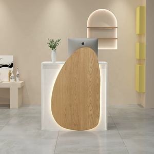 Modern Luxury White Wooden Small Size Reception Desk Durable Reception Desk for Beauty Salon Hair Salon Nail - Product Image 1