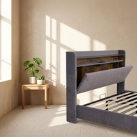 Willsoon - Base de Cama Moderna de Lujo con Cabecera Tapizada Doble, Tamaño Queen y Super King, en Terciopelo, para Muebles de Dormitorio