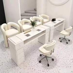 New Creamy Style Nail Art Chair Set with Vacuum Cleaner Luxury Nail Art <b>Table</b> Trendy Marble <b>Manicure</b> <b>Table</b> - Product Image 6
