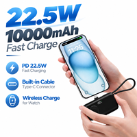 NOUVEAU Style Mini Power Bank 10000mAh 22.5W PD Charge Rapide Câble Type C Intégré Chargeur de Montre Sans Fil Écran LED Portable OEM