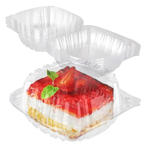 Disposable Plastic To Go Food Containers with Clear Lids Hinged Top Square Clamshell Food Boxes
