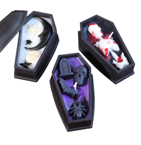 เทียนตกแต่งโลงศพฮาโลวีนแบบทำมือ-เทียนหอมรูปแวมไพร์พร้อมหัวกะโหลกและหลุมฝังศพที่สมบูรณ์แบบสำหรับวันฮาโลวีน - Product Image 1