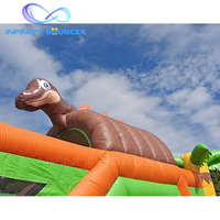 Parc d'aventure Dino, combo de jeux gonflables, décoration 3D T-Rex, toboggan et trampoline intégrés, équipement gonflable pour enfants