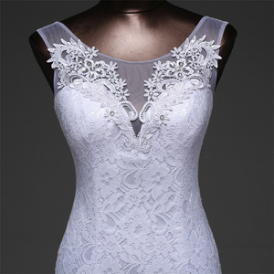 Elegant Mermaid Wedding Dress V-Neck Lace Slim Fit White Gown - Product Image 2
