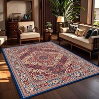 Tapis d'appoint extra large et moelleux, détachable, en velours cristal, lavable, antidérapant, à motif géométrique moderne pour salon