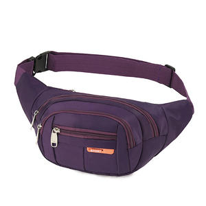 Sac de taille de sport en plein air, sac banane multi-poches en nylon 36x24x13cm pour voyage, pour hommes et femmes, violet - Product Image 1