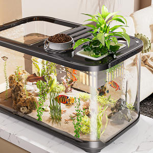 Acuario rectangular de plástico transparente Zy01, tanque grande de escritorio para tortugas y peces con diseño ecológico. - Product Image 4