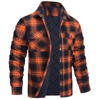 Veste d'hiver à carreaux pour hommes européens et américains, vestes de chemise épaissie rembourrées en coton à manches longues pour l'extérieur