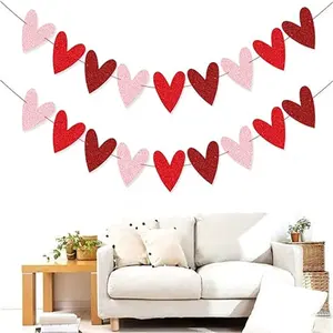 Personalizzato rosso rosa san valentino festa di san valentino decorazioni murali per feste forniture Banner a forma di cuore per la casa
