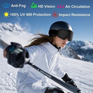 Custom UV400 Protection Skiglasses Sport Snow Board Eyewear OEM Anti Fog Ski <b>Glasses</b> Googles Straps Magnetic Lens Ski Goggle - Product Image 6