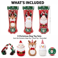 Ensemble de jouets en peluche pour chien de Noël – Balle à nœuds résistante aux morsures avec son et poupée de puzzle pour le nettoyage des dents – Cadeau de Noël idéal pour les chiens