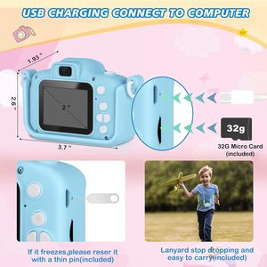 Cámara Bakoor para niños con zoom 8x, cámara de video digital HD para niños con tarjeta de 32G y correa, regalo para niños y niñas de 6 a 8 años - Product Image 4