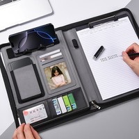 Carpeta de Presentación Multifuncional de Gran Capacidad A4, de Cuero Sintético PU, con Logotipo Personalizado, Porta Teléfono Móvil, Portátil, para Gerentes de Negocios