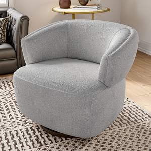 DB Wivel Barrel Chair Canapé d'appoint entièrement assemblé Base à 360 degrés Chaise de lecture rembourrée surdimensionnée-Bureau à domicile gris - Product Image 1