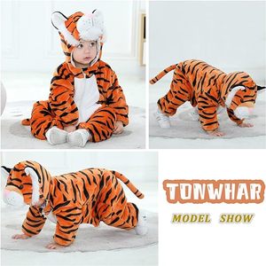 Disfraz de tigre para niños y niños pequeños, disfraz de dinosaurio de Tigre, disfraz de Animal, mono con capucha - Product Image 5