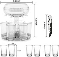 Distributeur de liqueur avec 6 verres à boire pour les types de fêtes, distributeur de verre à liqueur réglable et support en qualité alimentaire