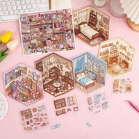 Kit d'autocollants de scène miniature 3D personnalisés, ensemble de pièces de maison de poupée mignonnes à découper soi-même, artisanat créatif pour journalisation