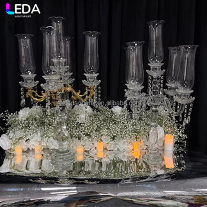 LEDA Elegant 5-Arm Crystal Candle Holder for Valentine's Day Events & Parties Elegant <b>Table</b> Decor Candelabra - Product Image 1