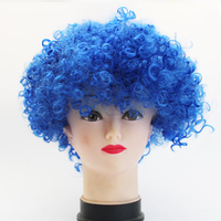 120G pas cher Afro synthétique perruques Football Fans perruque coloré cheveux bouclés fête drôle moelleux cheveux Clown perruque