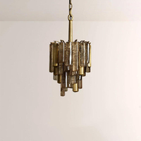 Lustre suspendu moderne de style Murano en verre, tubes ambrés et transparents, pour cuisine, hall d'entrée, bar, salon