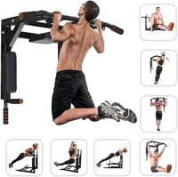 Barra de dominadas multifuncional para montar en la pared con agarres múltiples, estación de flexiones de alta resistencia para gimnasio en casa y entrenamiento en interiores
