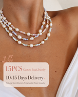Collier personnalisé avec initiales en perles pour femmes, collier à breloque en or avec lettre, collier en perles d'eau douce, bijoux faits à la main