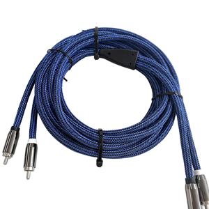 สาย 4RCA ชายต่อชาย พร้อมขั้วต่อโลหะ แบบถัก ทองแดงทั้งเส้น ป้องกันสัญญาณรบกวนอย่างสมบูรณ์ ใช้สำหรับเครื่องขยายเสียง ซับวูฟเฟอร์ สายเครื่องเสียงรถยนต์ - Product Image 1