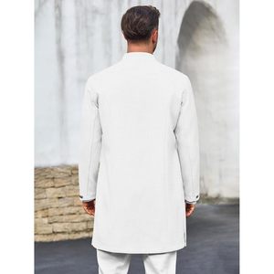 2025 hommes coton Kurta manteaux indien col Mandarin tenues ethniques pour mariage fêtes décontracté caftan Robe - Product Image 1
