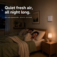 Ventilateur de récupération de chaleur mural DECETOMair 50 m³/h HRV ERV sans conduit, système d'air frais pour une seule pièce, Tuya WiFi, récupération à 85 %