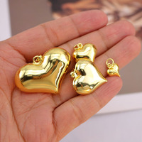 JS1699 Pendentifs Breloques Cœur 3D Volumineux et Gonflés, Plaqué Or 18K et Argent, Fournitures de Bijoux Chic et Massives