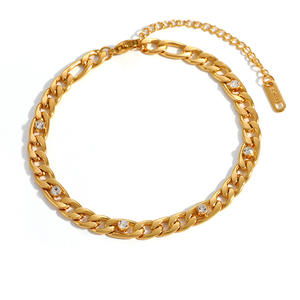 Stainless Steel Bracelet Cuban <b>Chain</b> Solid Color <b>Titanium</b> Steel Retro Style 18k Gold Plated Fashion Cuff Bracelets - Product Image 5