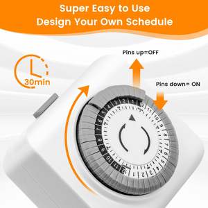 Prise de minuterie américaine 24 heures Prise de minuterie intérieure enfichable et minuterie programmable pour lampes et lumières pour prises électriques - Product Image 3