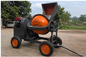 Bétonnière de 10,7 pieds cubes avec moteur diesel, trémie et roues - Product Image 1